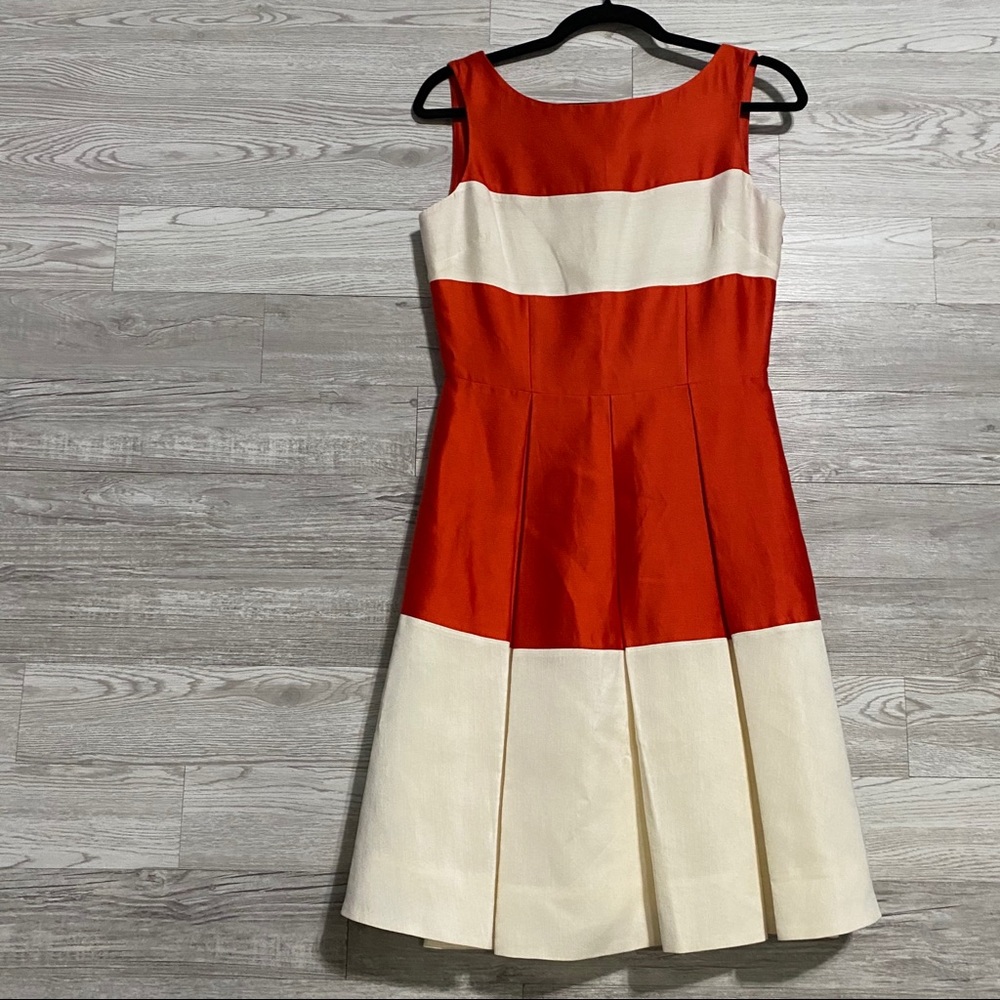 Kate Spade Red/Orange & Cream Colorblock Dress